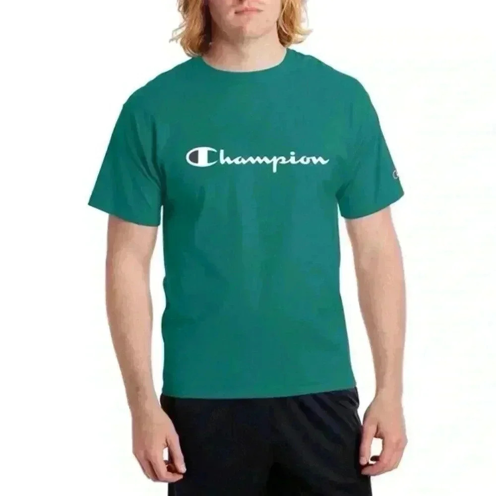 Champion Green Champion Men's Script Jersey Graphic T-Shirt Size Small